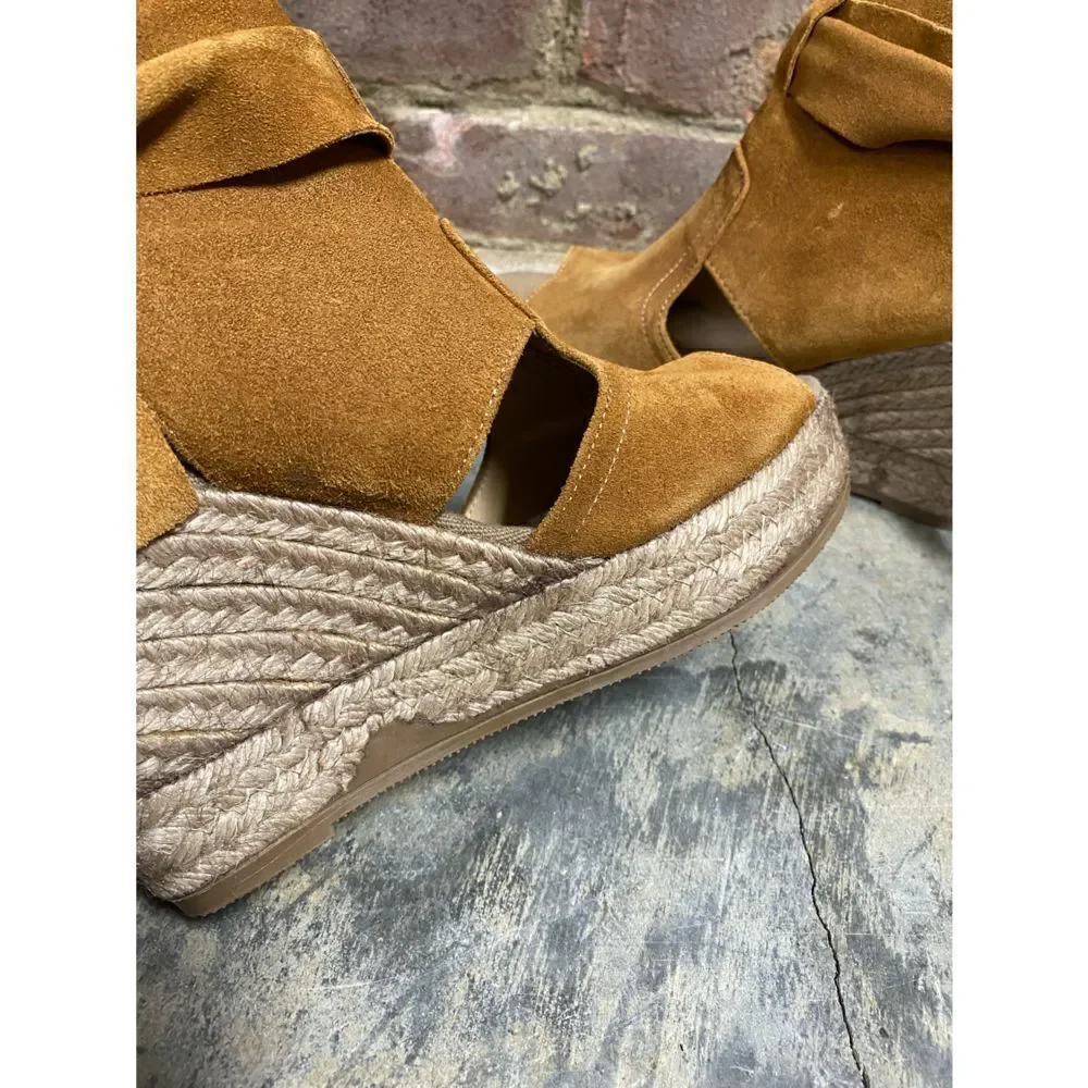 Kanna Tan Suede Basket Karneol Espadrille Platform Wedge NEW Size 36